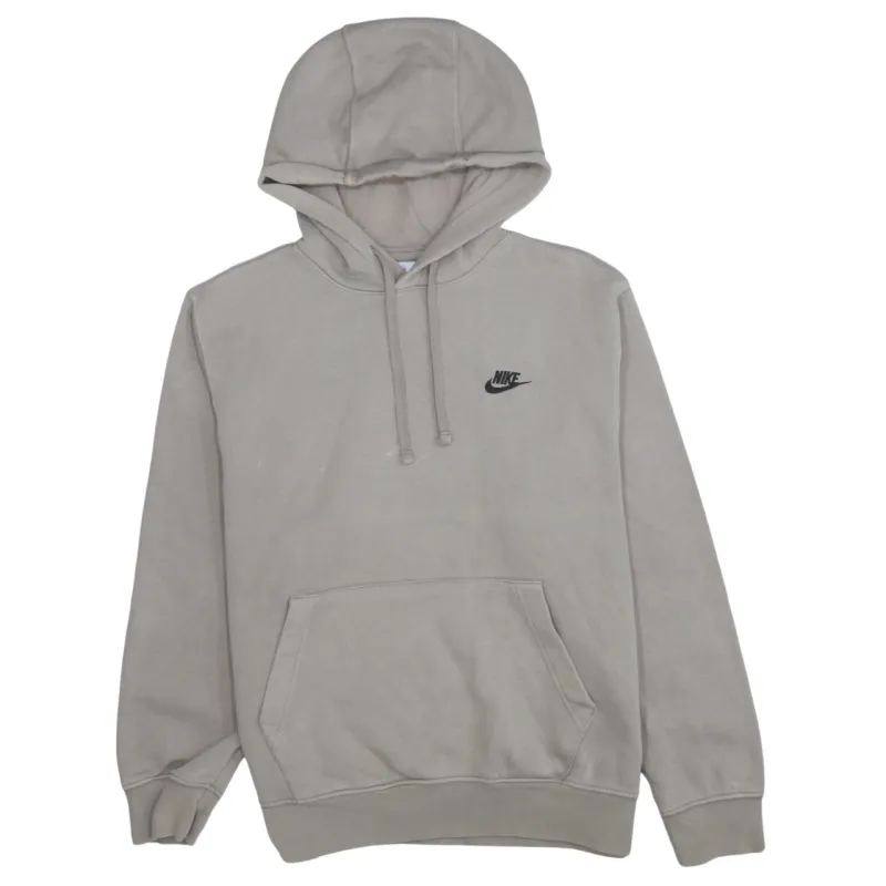 Nike Beige Cream Hoodie Men's Medium Embroidered Swoosh Logo Pullover Sweatshirt made by Nike