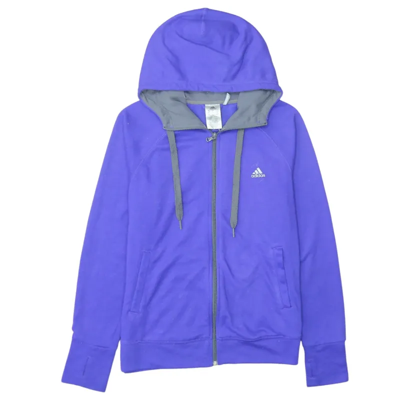 Adidas Purple Full Zip Hoodie Women’s Large Embroidered Logo Drawstring Hood Casual Sweatshirt made by Adidas