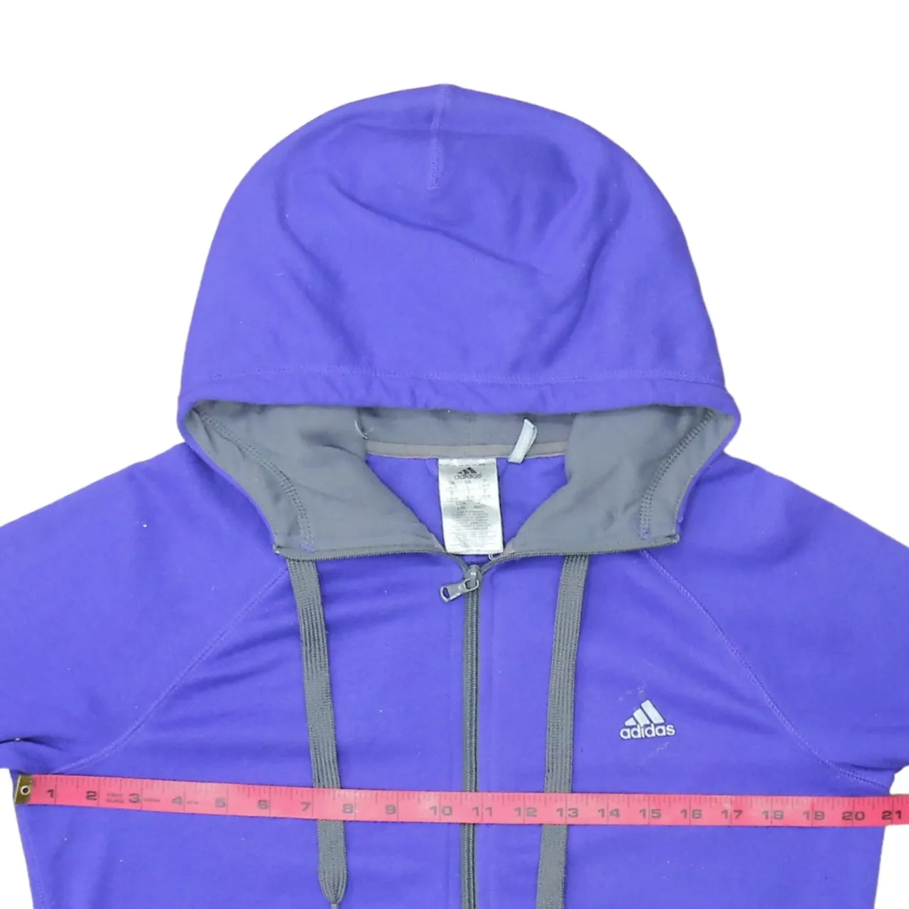 Adidas Purple Full Zip Hoodie Women’s Large Embroidered Logo Drawstring Hood Casual Sweatshirt sold by Vintage Club product image thumbnail 5