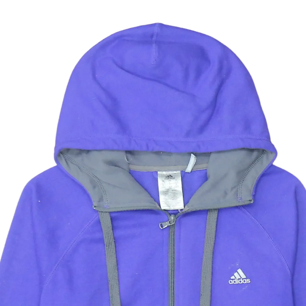 Adidas Purple Full Zip Hoodie Women’s Large Embroidered Logo Drawstring Hood Casual Sweatshirt sold by Vintage Club product image thumbnail 3