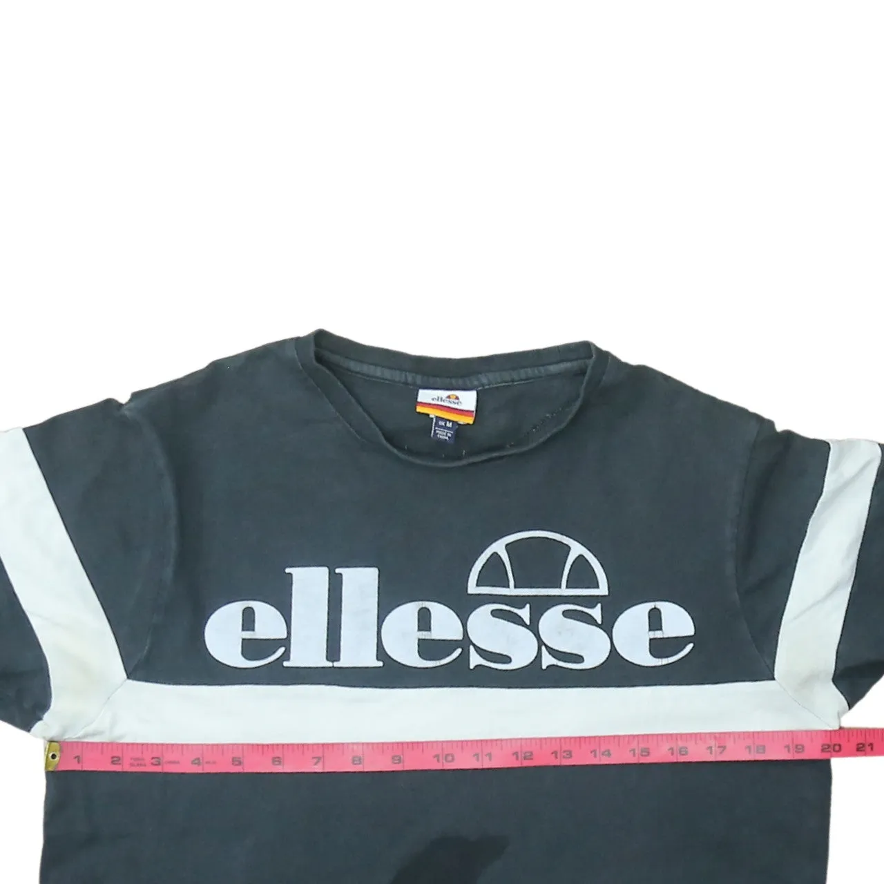 Ellesse Black T Shirt Men's Medium Large Front Logo White Stripe Casual Tee sold by Vintage Club product image thumbnail 5