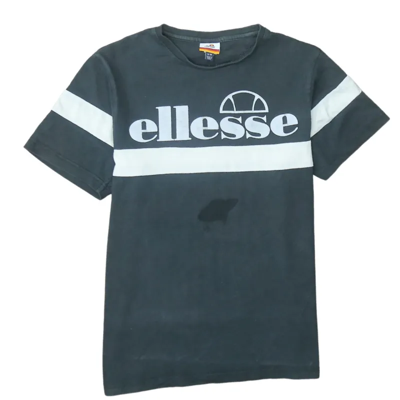 Ellesse Black T Shirt Men's Medium Large Front Logo White Stripe Casual Tee made by Ellesse