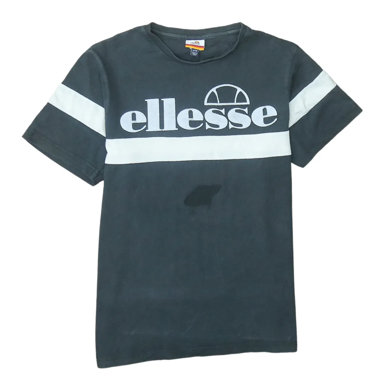 Ellesse Black T Shirt Men's Medium Large Front Logo White Stripe Casual Tee sold by Vintage Club