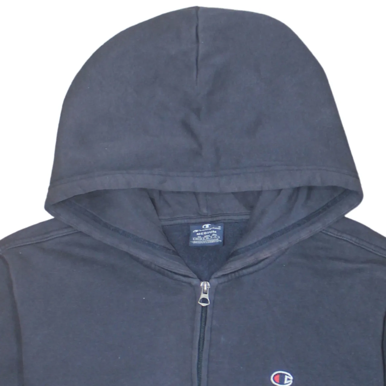Champion Navy Blue Zip Hoodie Men's Medium Embroidered Chest Logo Front Pockets Sweatshirt sold by Vintage Club product image thumbnail 3