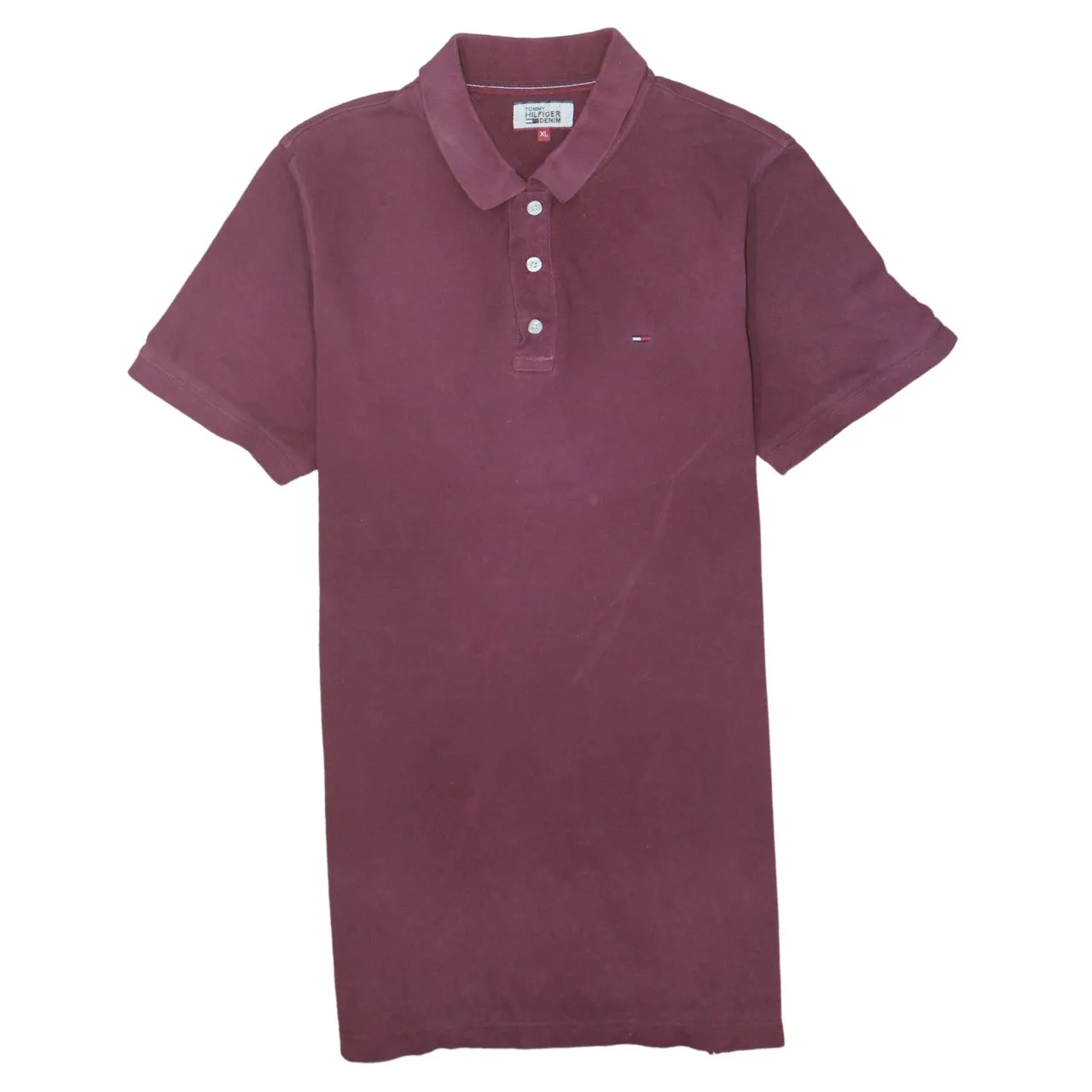 Tommy Hilfiger Burgundy Red Polo Shirt Women’s XLarge Embroidered Flag Logo Short Sleeve Top sold by Vintage Club