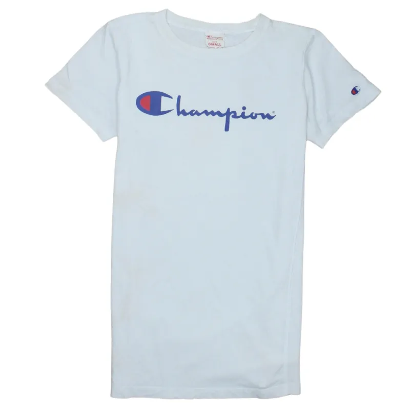 Champion Light Blue T Shirt Men's Small Printed Script Logo Short Sleeve Tee Top sold by Vintage Club