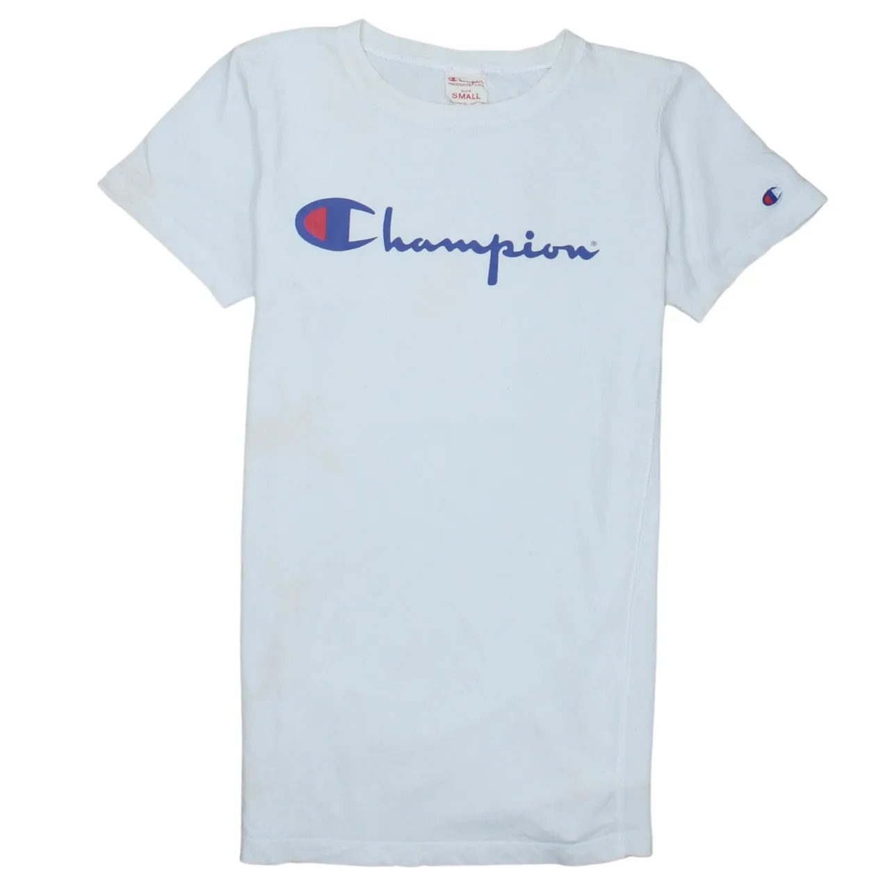 Champion Light Blue T Shirt Men's Small Printed Script Logo Short Sleeve Tee Top sold by Vintage Club