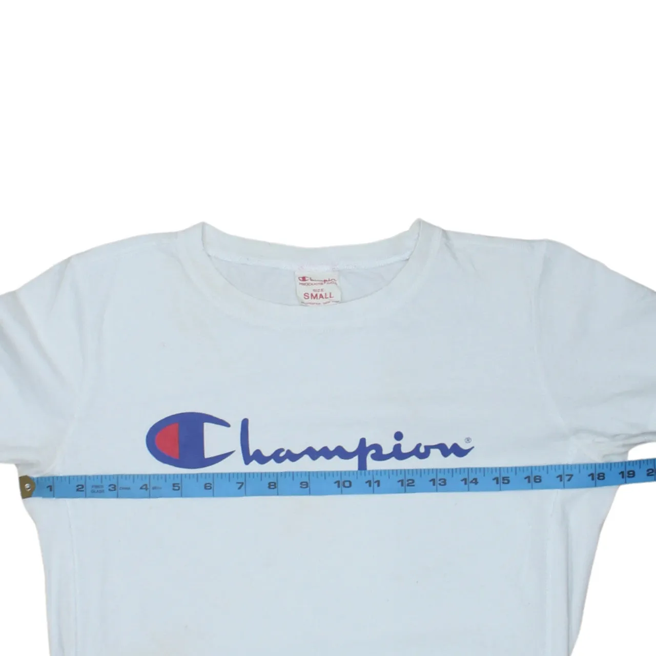 Champion Light Blue T Shirt Men's Small Printed Script Logo Short Sleeve Tee Top sold by Vintage Club product image thumbnail 5