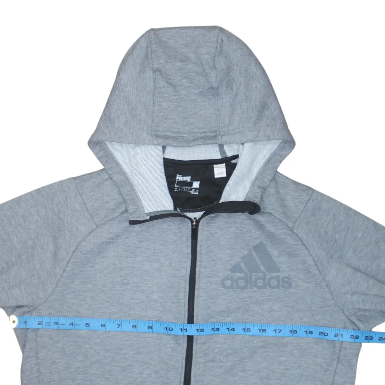 Adidas Grey Full Zip Hoodie Women’s Large Printed Chest Logo Contrast Cuffs Casual Top sold by Vintage Club product image thumbnail 5