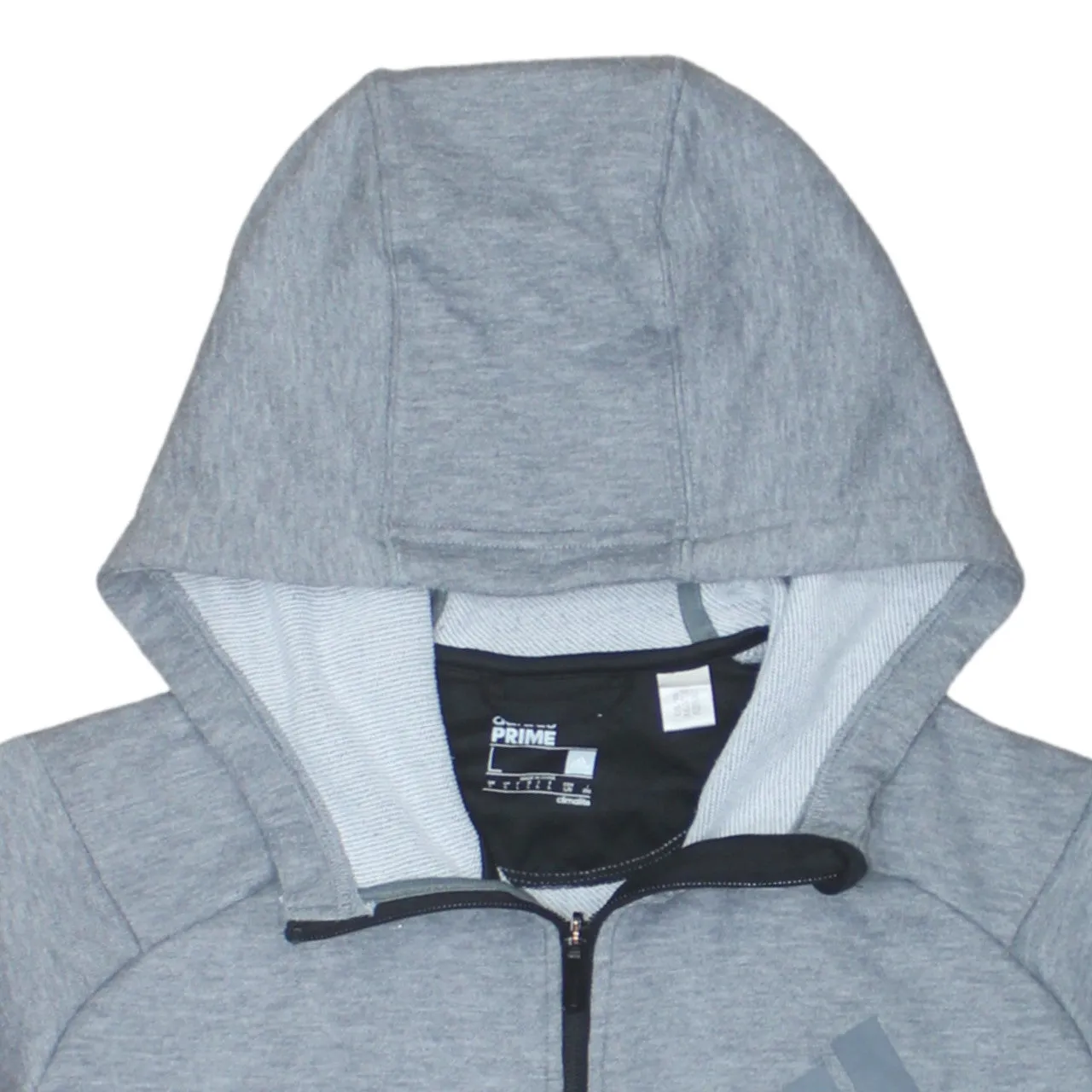 Adidas Grey Full Zip Hoodie Women’s Large Printed Chest Logo Contrast Cuffs Casual Top sold by Vintage Club product image thumbnail 3