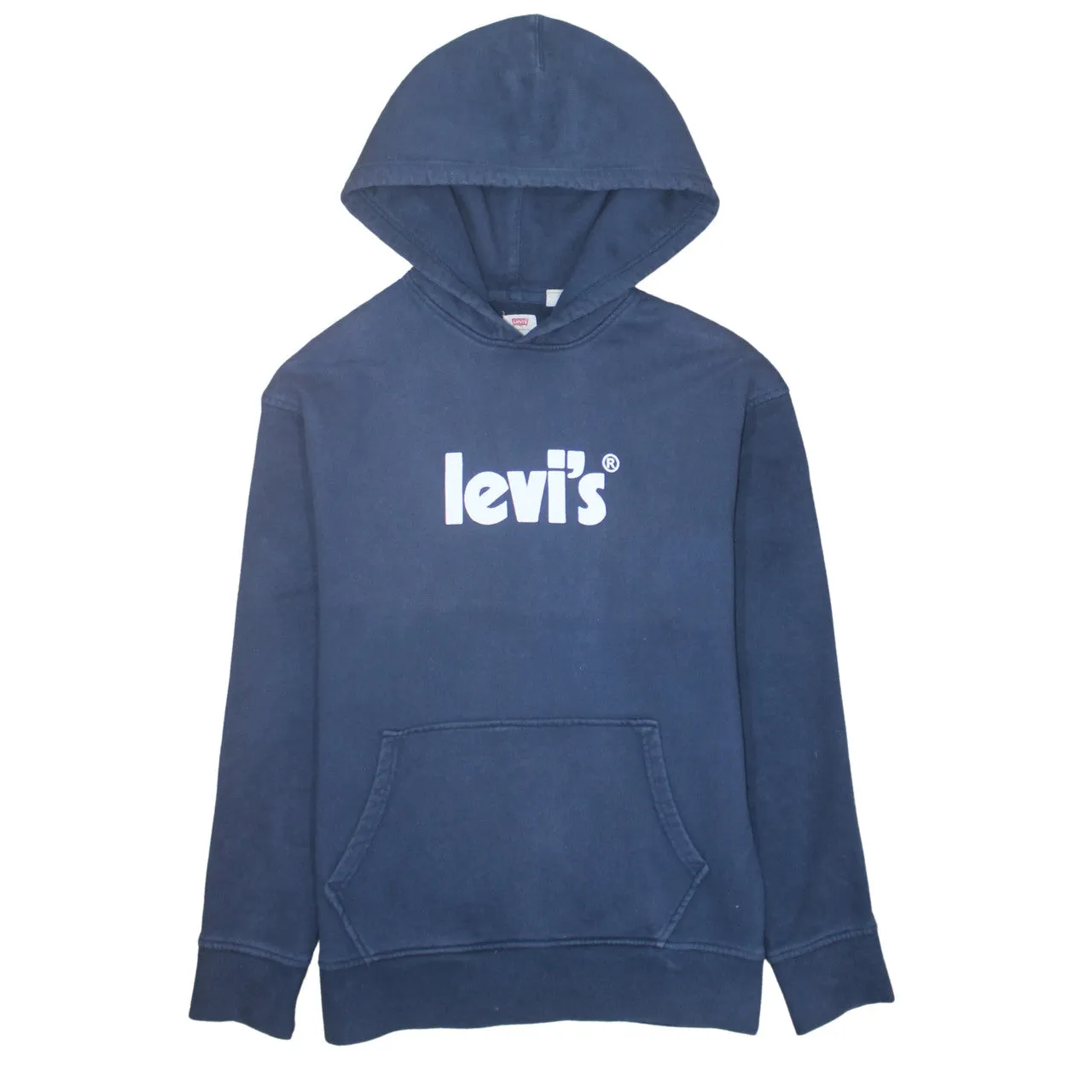 Levi's Navy Blue Hoodie Men's Medium Printed Logo Front Pocket Pullover Sweatshirt sold by Vintage Club