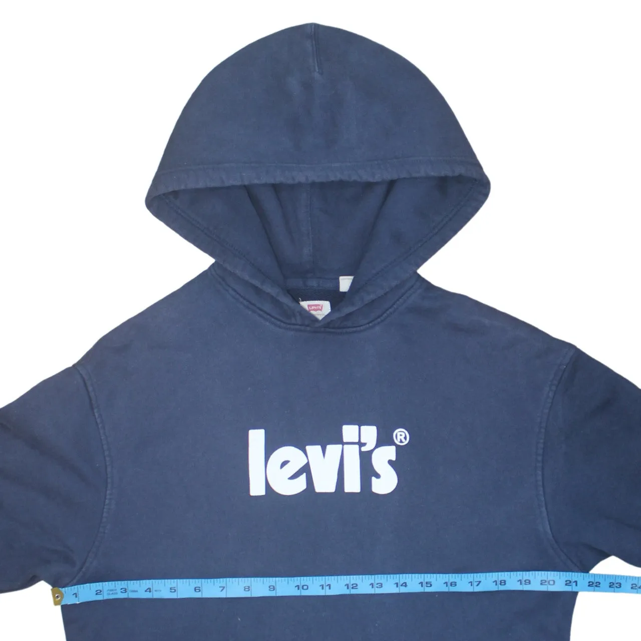 Levi's Navy Blue Hoodie Men's Medium Printed Logo Front Pocket Pullover Sweatshirt sold by Vintage Club product image thumbnail 5