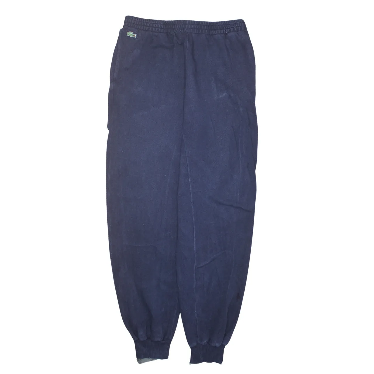 Lacoste Navy Blue Joggers Men’s 32 Embroidered Croc Logo Elasticated Cuffs Fleece Sweatpants sold by Vintage Club