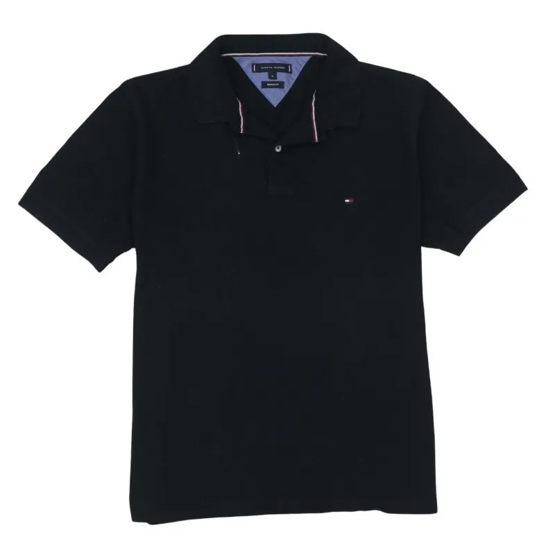 Tommy Hilfiger Black Polo Shirt Women’s XLarge Embroidered Flag Logo Short Sleeve Cotton Top sold by Vintage Club