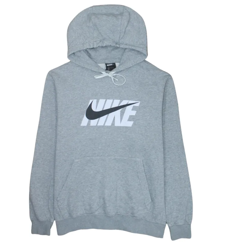 Nike Grey Hoodie Men’s Large Printed Logo Front Pocket Pullover Sweatshirt sold by Vintage Club