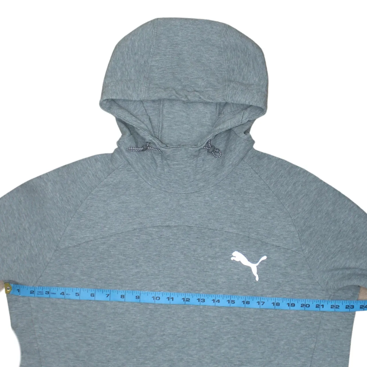 Puma Grey Hoodie Women’s XLarge Printed Logo Zip Pocket Colour Block Pullover Sweatshirt sold by Vintage Club product image thumbnail 5