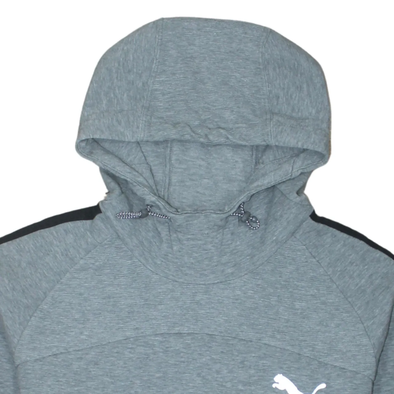 Puma Grey Hoodie Women’s XLarge Printed Logo Zip Pocket Colour Block Pullover Sweatshirt sold by Vintage Club product image thumbnail 3