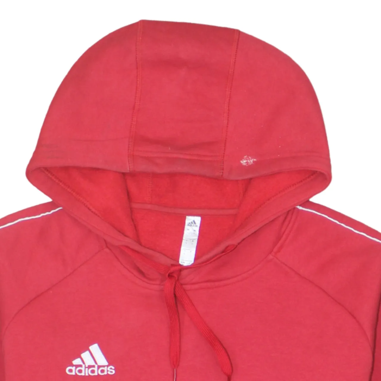 Adidas Red Hoodie Men's Large Embroidered Logo Piping Detail Front Pocket Pullover Sweatshirt sold by Vintage Club product image thumbnail 3