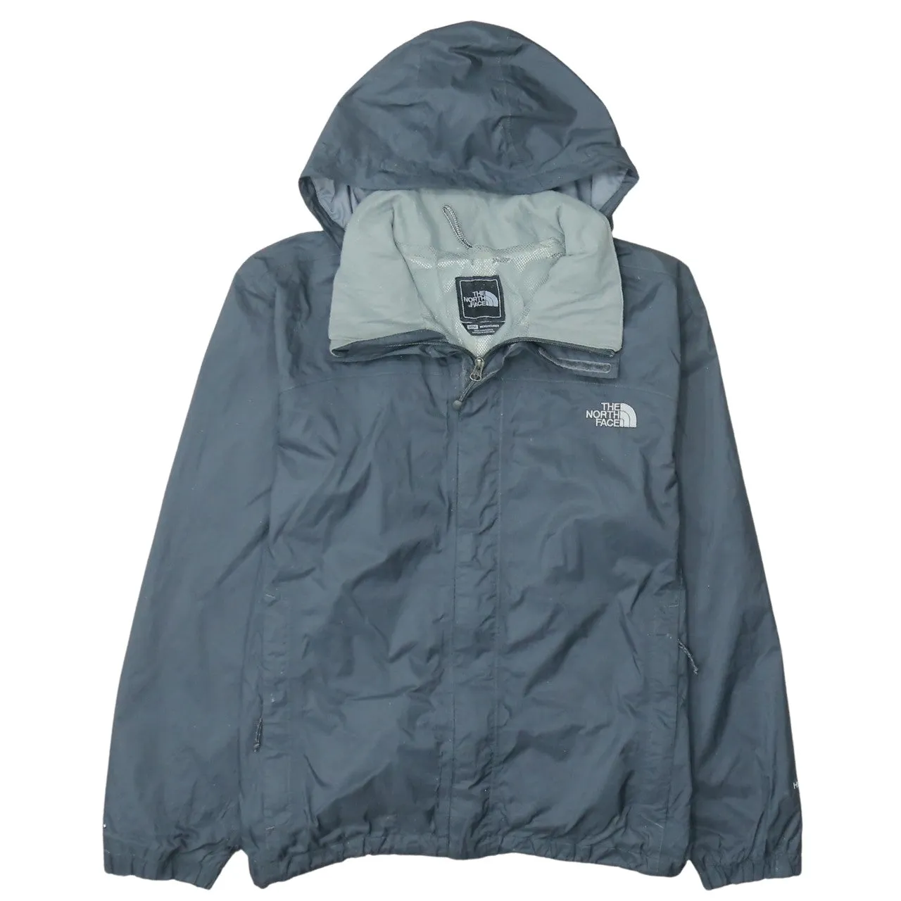 The North Face Dark Grey Hooded Windbreaker Men's Medium Embroidered Logo Zip Jacket sold by Vintage Club