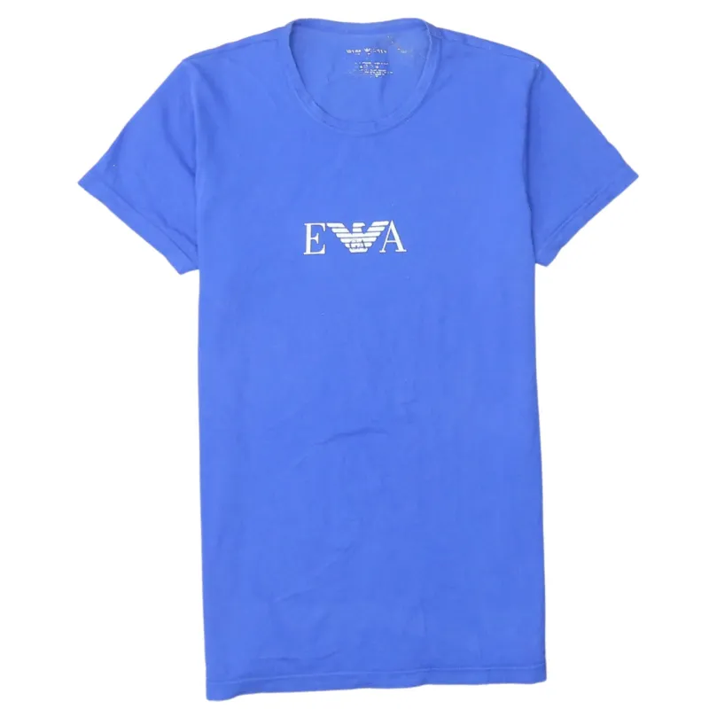 Emporio Armani Blue T Shirt Women’s Small EVA Printed Logo Short Sleeve Tee Top made by Emporio Armani