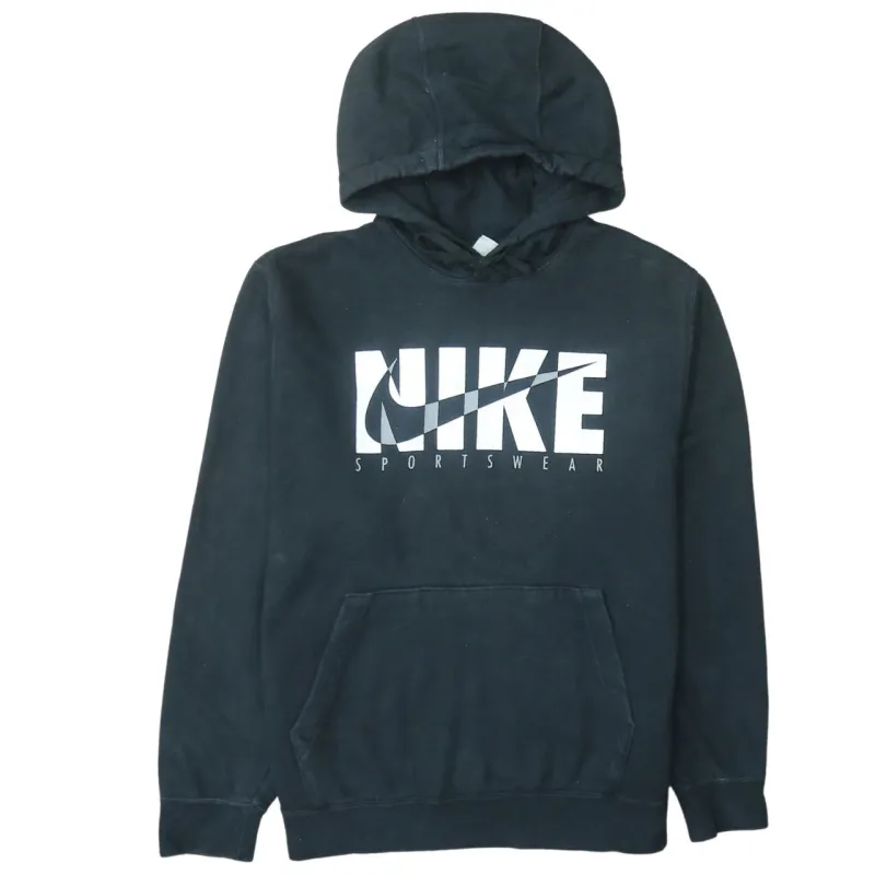 Nike Black Hoodie Men's Large Printed Sportswear Logo Front Pocket Pullover Sweatshirt sold by Vintage Club