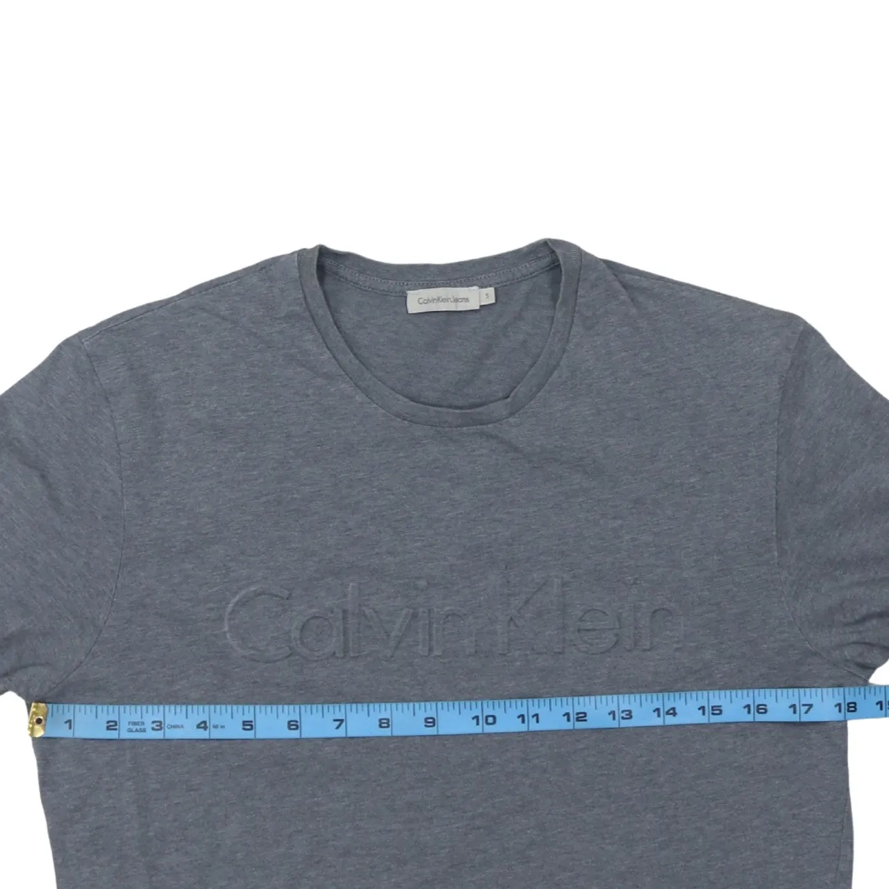 Calvin Klein Grey T Shirt Men’s Small Embossed Chest Logo Short Sleeve Casual Tee sold by Vintage Club product image thumbnail 5