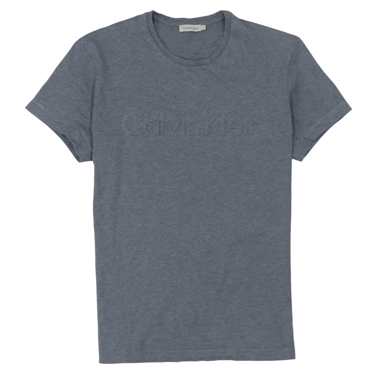 Calvin Klein Grey T Shirt Men’s Small Embossed Chest Logo Short Sleeve Casual Tee sold by Vintage Club