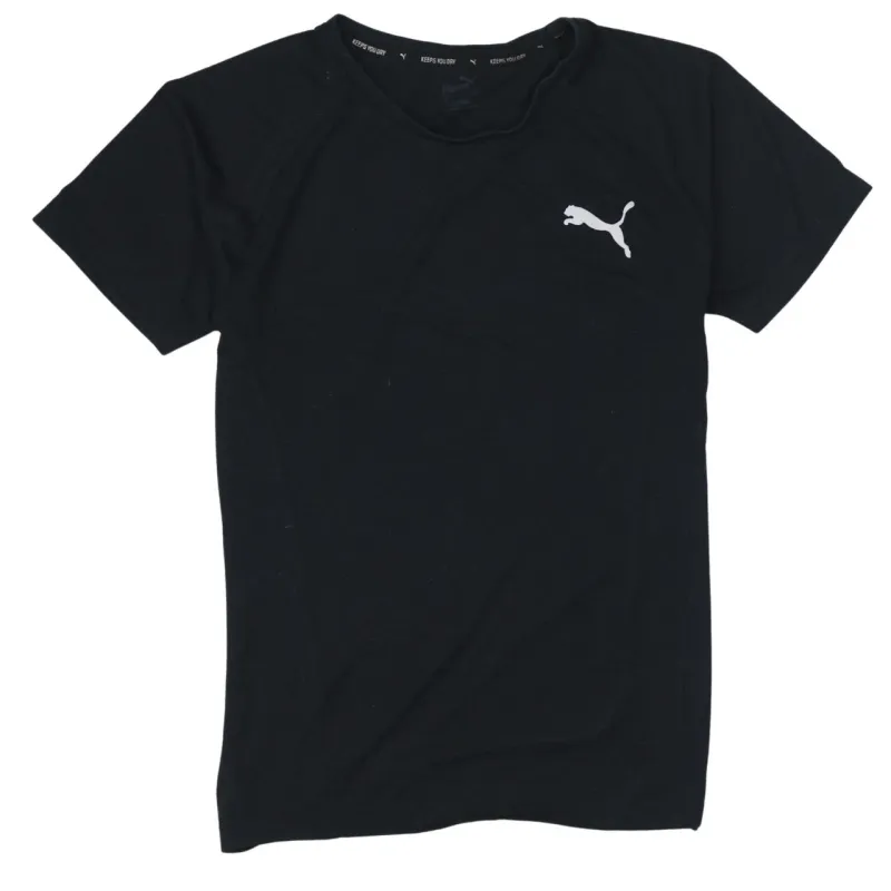 Puma Black T-Shirt Women’s Small Printed Cat Logo Short Sleeve Sports Top Tee sold by Vintage Club