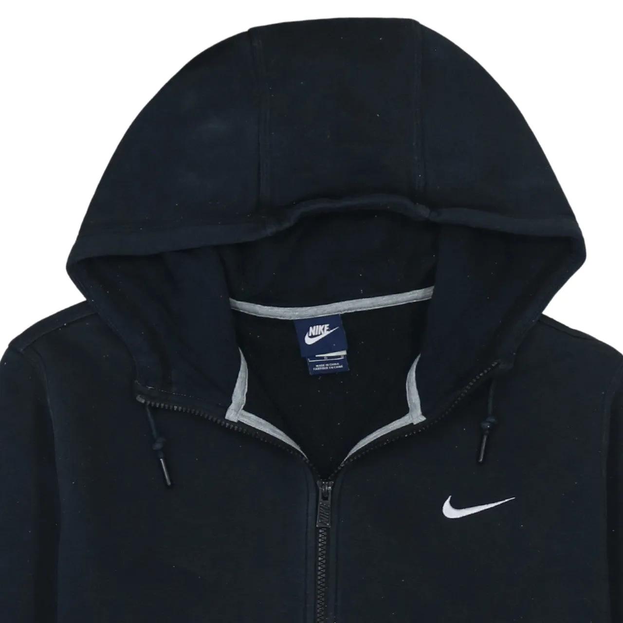 Nike Black Full Zip Hoodie Women’s Large Embroidered Swoosh Split Pocket Fleece Sweatshirt sold by Vintage Club product image thumbnail 3