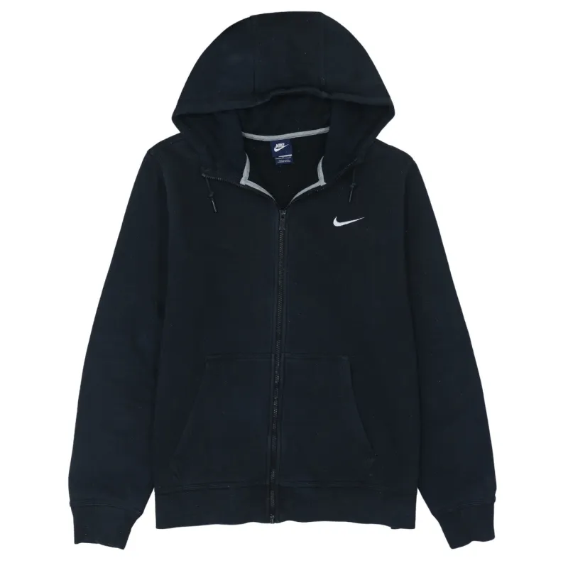Nike Black Full Zip Hoodie Women’s Large Embroidered Swoosh Split Pocket Fleece Sweatshirt sold by Vintage Club