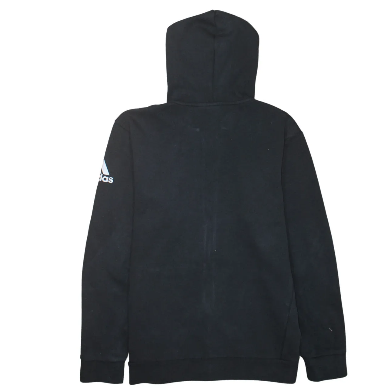 Adidas Black Full Zip Hoodie Women’s Large Printed Sleeve Logo Split Pocket Sweatshirt sold by Vintage Club product image thumbnail 2