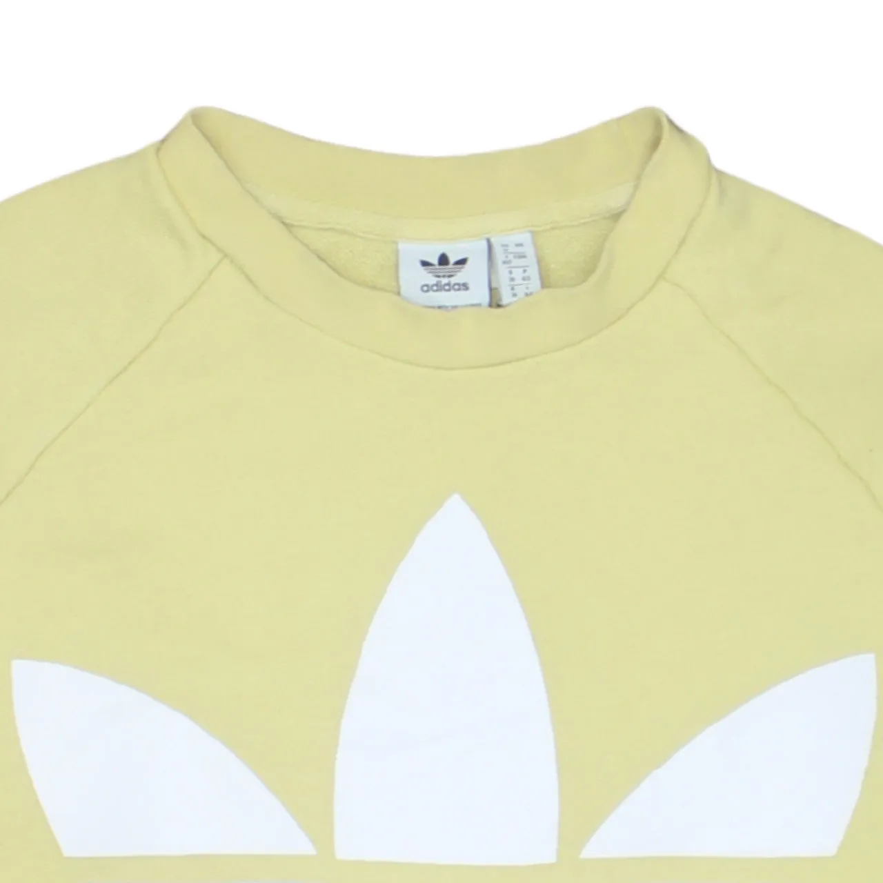 Adidas Pastel Yellow Sweatshirt Women's XLarge Printed Trefoil Logo Crewneck Pullover Top sold by Vintage Club product image thumbnail 3