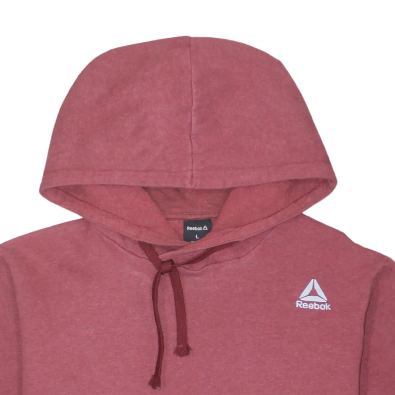 Reebok Burgundy Red Hoodie Women’s Large Embroidered Chest Logo Drawstring Pullover Sweatshirt sold by Vintage Club product image thumbnail 3