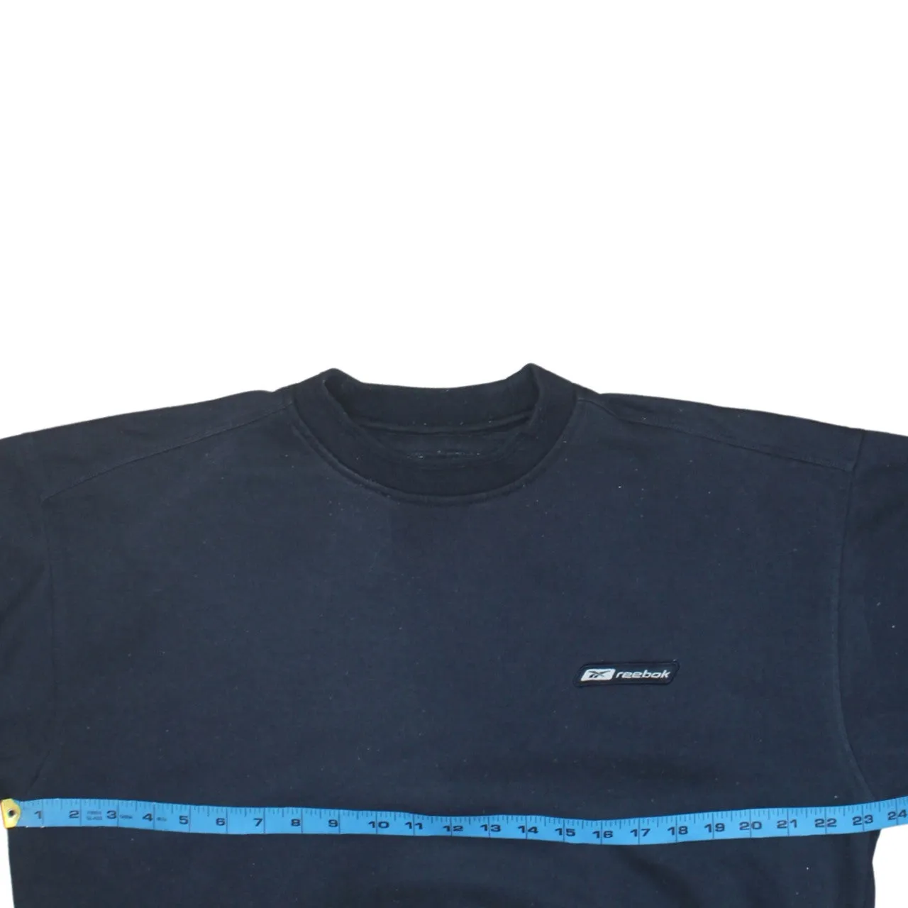 Reebok Navy Blue Sweatshirt Men's Large Embroidered Chest Logo Ribbed Crewneck Pullover Top sold by Vintage Club product image thumbnail 5