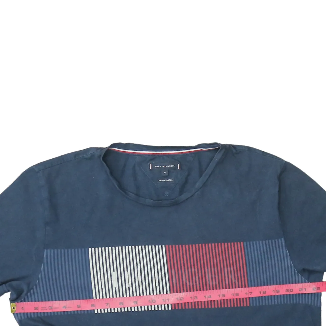 Tommy Hilfiger Navy Blue T Shirt Women's XLarge Printed Flag Stripe Logo Casual Top sold by Vintage Club product image thumbnail 5