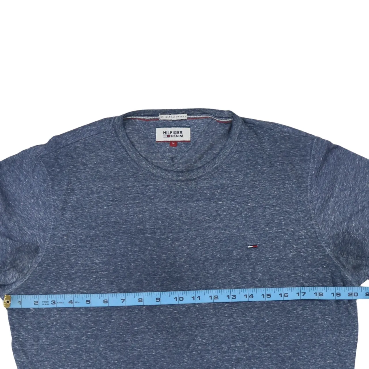 Tommy Hilfiger Blue Marl T Shirt Women’s Large Small Chest Flag Logo Casual Top sold by Vintage Club product image thumbnail 5