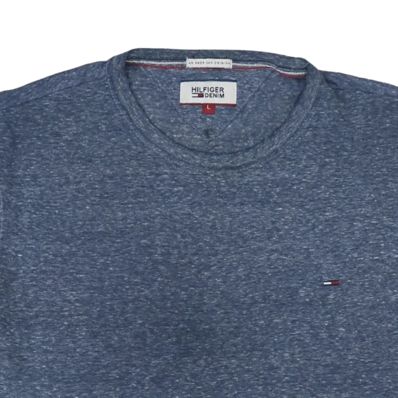 Tommy Hilfiger Blue Marl T Shirt Women’s Large Small Chest Flag Logo Casual Top sold by Vintage Club product image thumbnail 3