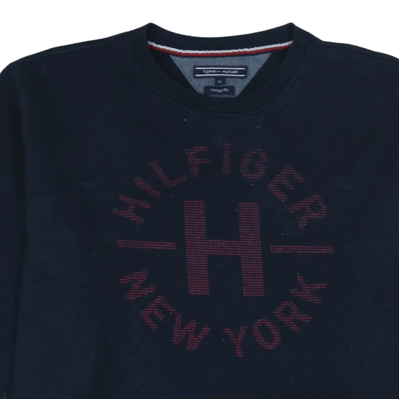 Tommy Hilfiger Navy Blue Sweatshirt Women's XLarge Embroidered Hilfiger New York Logo Pullover Jumper sold by Vintage Club product image thumbnail 3