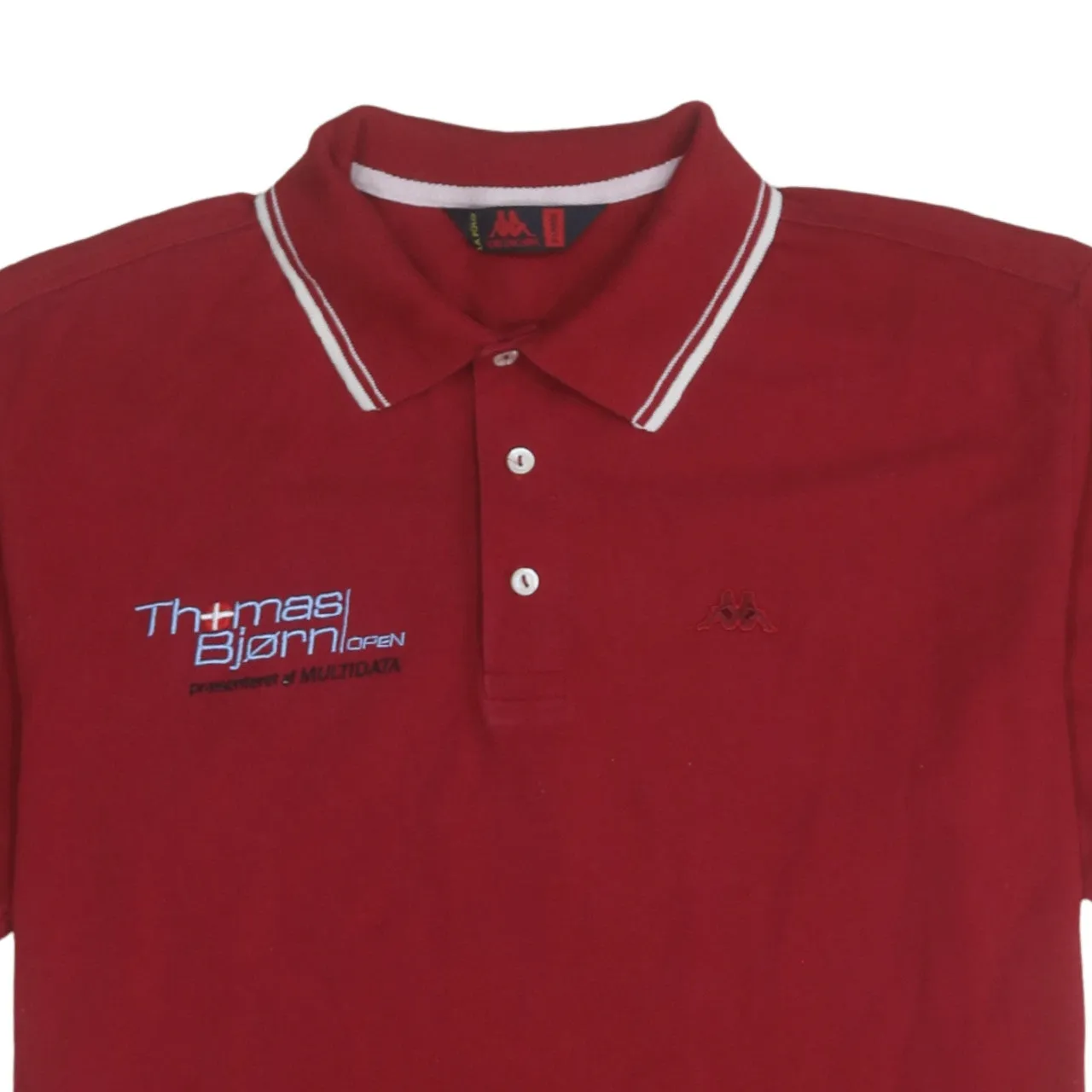 Kappa Burgundy Red Polo Shirt Women’s XLarge Embroidered Logos Contrast Tipped Collar Golf Top sold by Vintage Club product image thumbnail 3