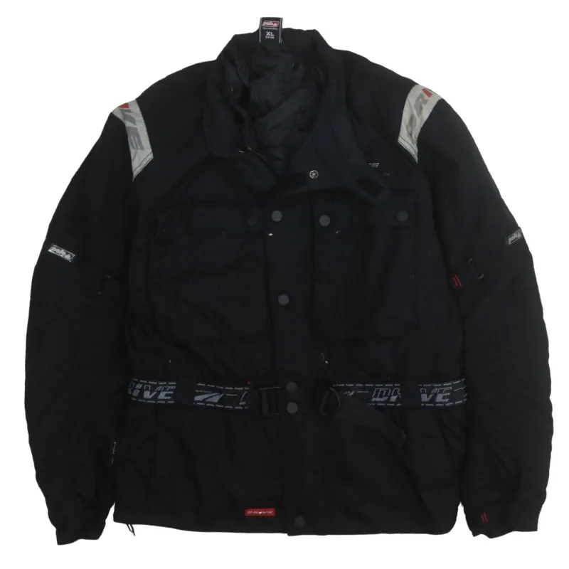 Polo Black Motorcycle Jacket Men’s XLarge Reflective Panels Belted Drive Logo Outerwear sold by Vintage Club
