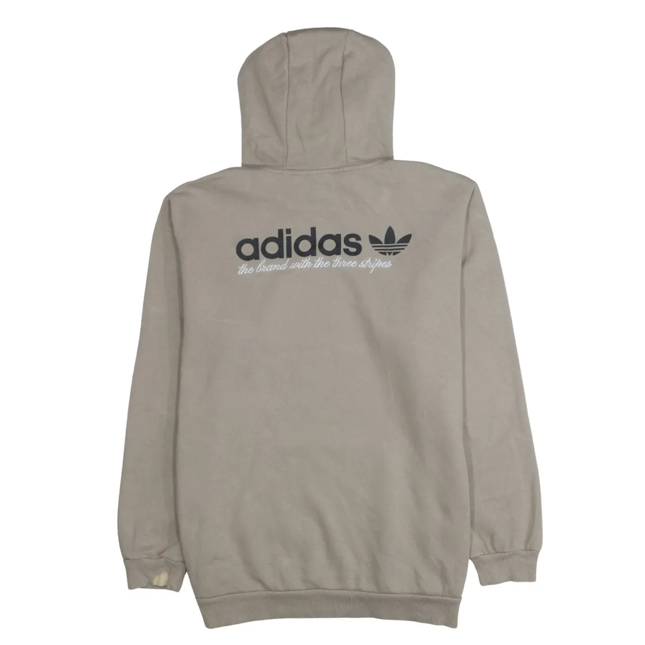 Adidas Beige Hoodie Women’s XLarge Printed Trefoil Logo Front Back Fleece Pullover Sweatshirt sold by Vintage Club product image thumbnail 2