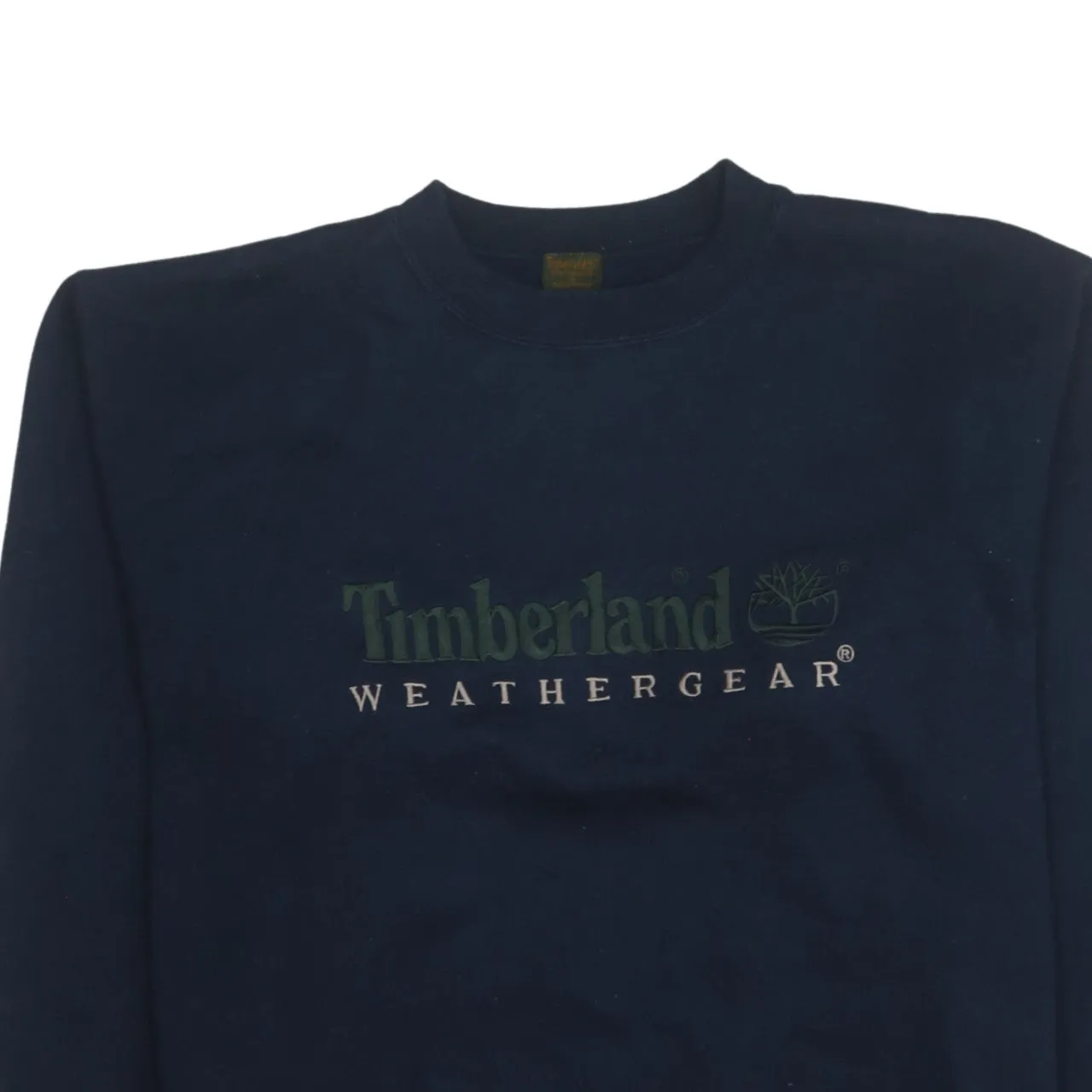 Timberland Navy Blue Sweatshirt Men's Medium Embroidered Weathergear Logo Crewneck Pullover sold by Vintage Club product image thumbnail 3