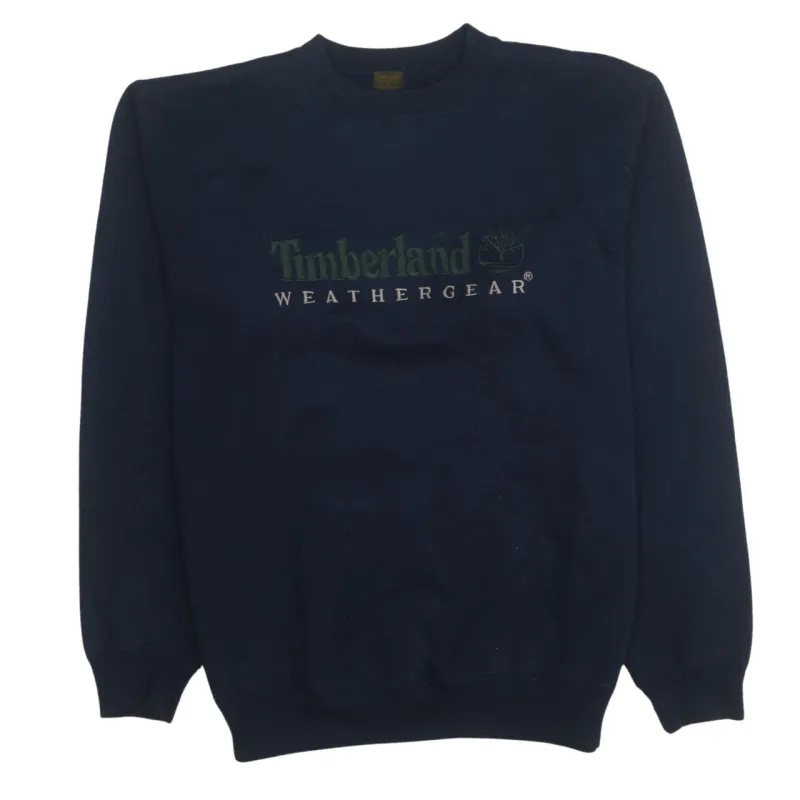 Timberland Navy Blue Sweatshirt Men's Medium Embroidered Weathergear Logo Crewneck Pullover made by Timberland