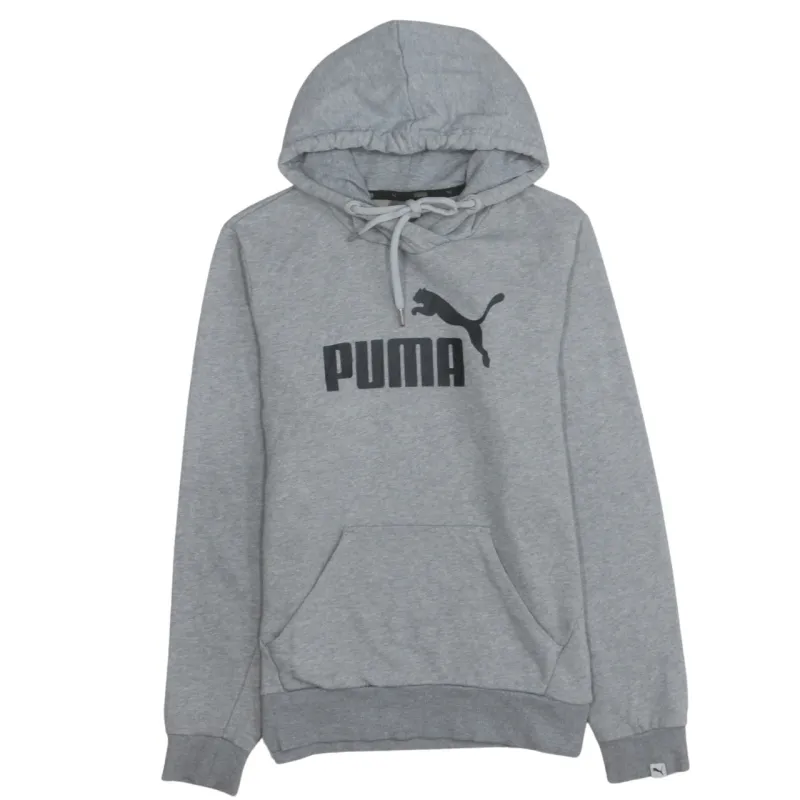Puma Grey Hoodie Women’s XLarge Printed Logo Drawstring Hood Front Pocket Pullover Sweatshirt sold by Vintage Club