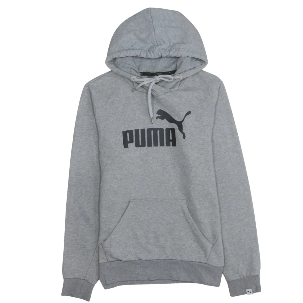 Puma Grey Hoodie Women’s XLarge Printed Logo Drawstring Hood Front Pocket Pullover Sweatshirt sold by Vintage Club