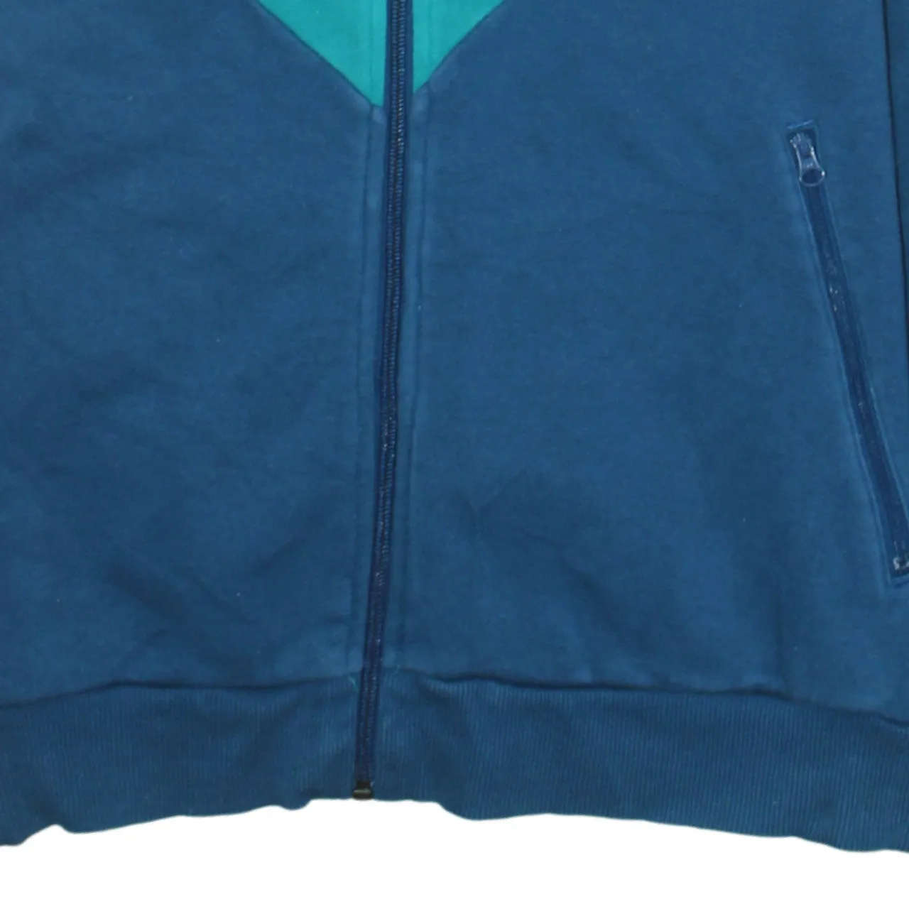 Adidas Green Blue Hoodie Women’s XLarge Full Zip Trefoil Logo Three Stripe Sleeves Sweatshirt sold by Vintage Club product image thumbnail 4