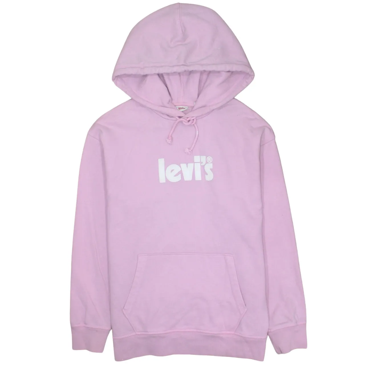 Levi's Light Pink Hoodie Men's XSmall Printed Logo Drawstring Hood Front Pocket Pullover Sweatshirt sold by Vintage Club