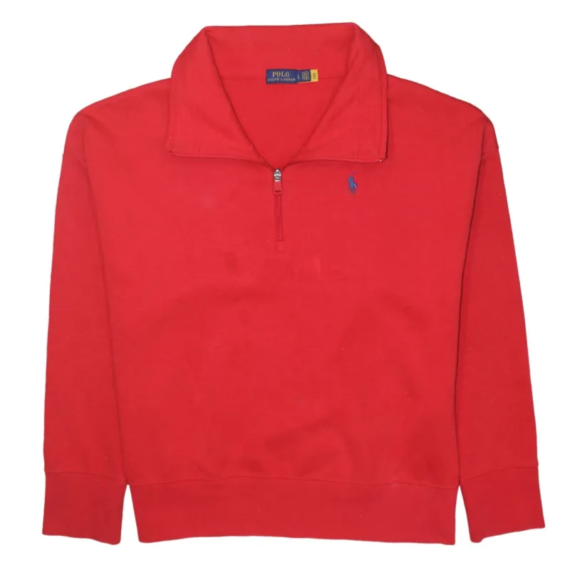 Polo Ralph Lauren Red Quarter Zip Sweatshirt Men's Large Embroidered Pony Logo Pullover made by Polo by Ralph Lauren
