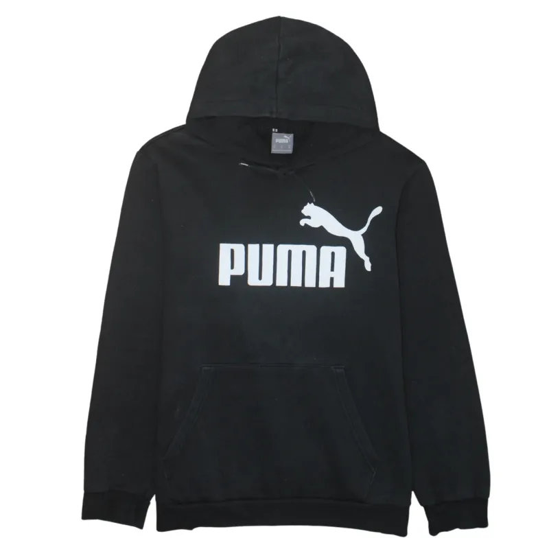 Puma Black Hoodie Women’s XLarge Printed Logo Front Pouch Fleece Pullover Sweatshirt sold by Vintage Club