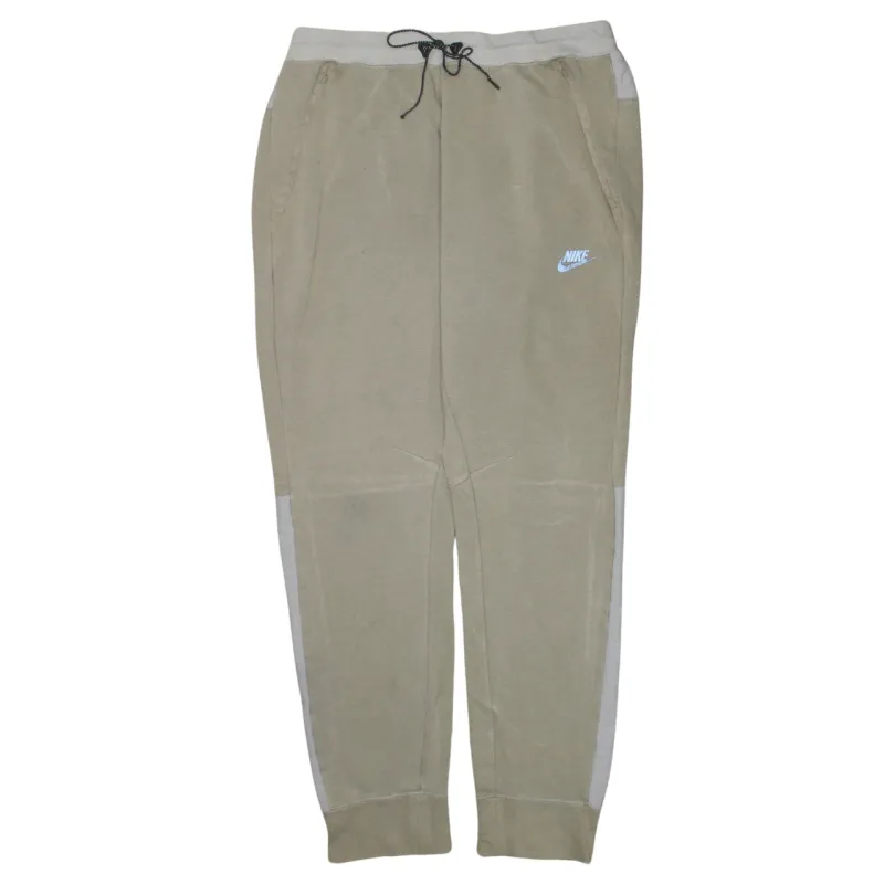 Nike Beige Cream Joggers Men’s Large Embroidered Logo Drawstring Waist Cuffed Sweatpants made by Nike